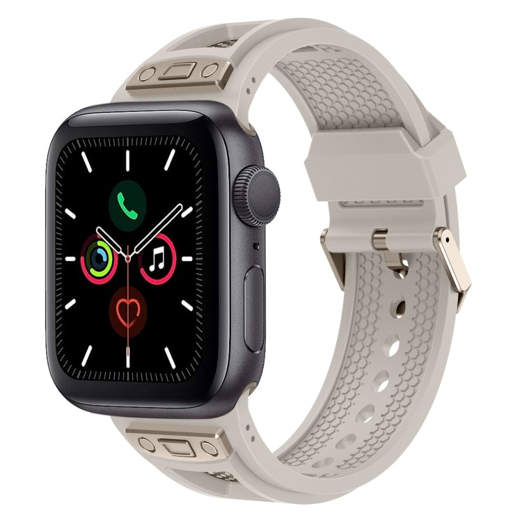 For Apple Watch Series 5 44mm Breathable Stainless Steel Mesh TPU Watch Band(Starlight Titanium) by bashfashion