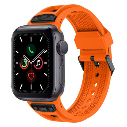 For Apple Watch Series 5 44mm Breathable Stainless Steel Mesh TPU Watch Band(Orange Black) by bashfashion