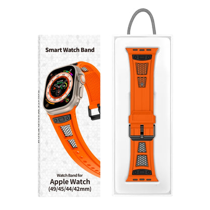 For Apple Watch Series 5 44mm Breathable Stainless Steel Mesh TPU Watch Band(Orange Black) by bashfashion