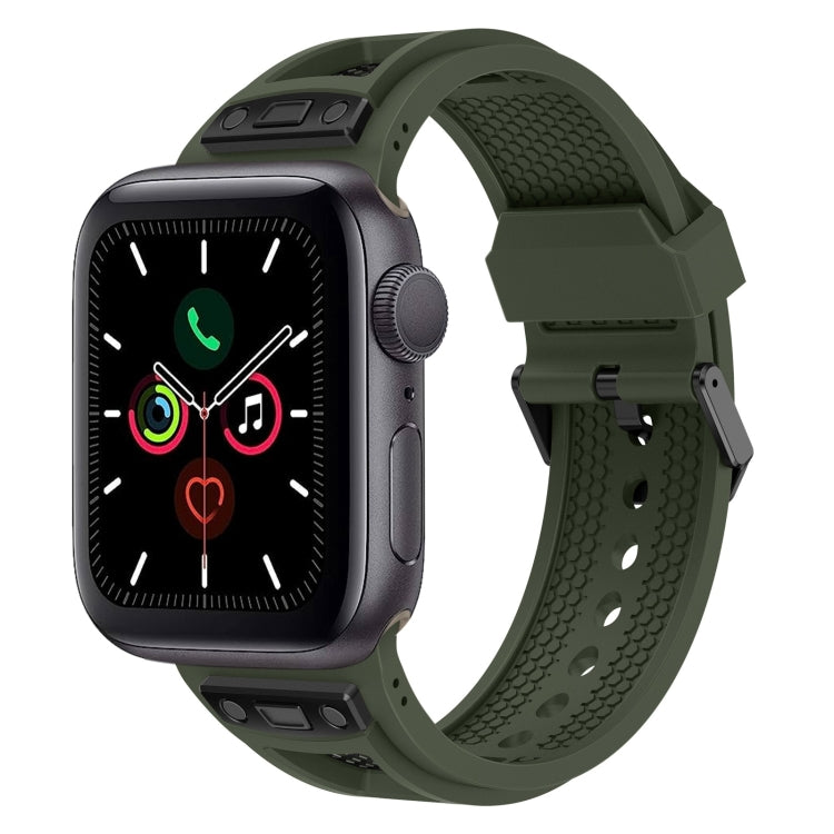 For Apple Watch Series 5 44mm Breathable Stainless Steel Mesh TPU Watch Band(Green Black) by bashfashion