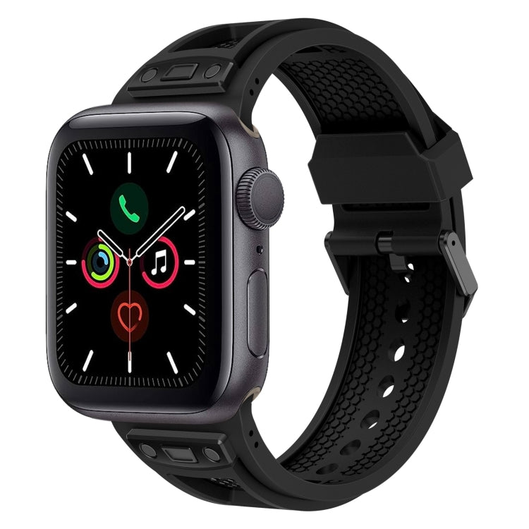 For Apple Watch Series 5 44mm Breathable Stainless Steel Mesh TPU Watch Band(Black Black) by bashfashion