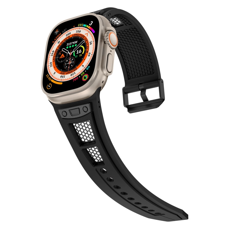For Apple Watch Series 5 44mm Breathable Stainless Steel Mesh TPU Watch Band(Black Black) by bashfashion