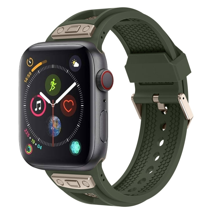 For Apple Watch Series 4 44mm Breathable Stainless Steel Mesh TPU Watch Band(Green Titanium) by bashfashion