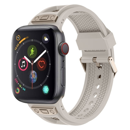For Apple Watch Series 4 44mm Breathable Stainless Steel Mesh TPU Watch Band(Starlight Titanium) by bashfashion