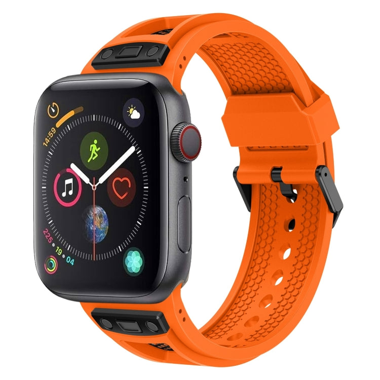 For Apple Watch Series 4 44mm Breathable Stainless Steel Mesh TPU Watch Band(Orange Black) by bashfashion