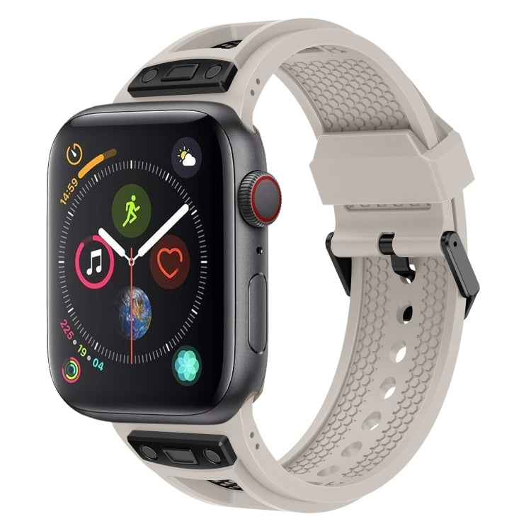 For Apple Watch Series 4 44mm Breathable Stainless Steel Mesh TPU Watch Band(Starlight Black) by bashfashion