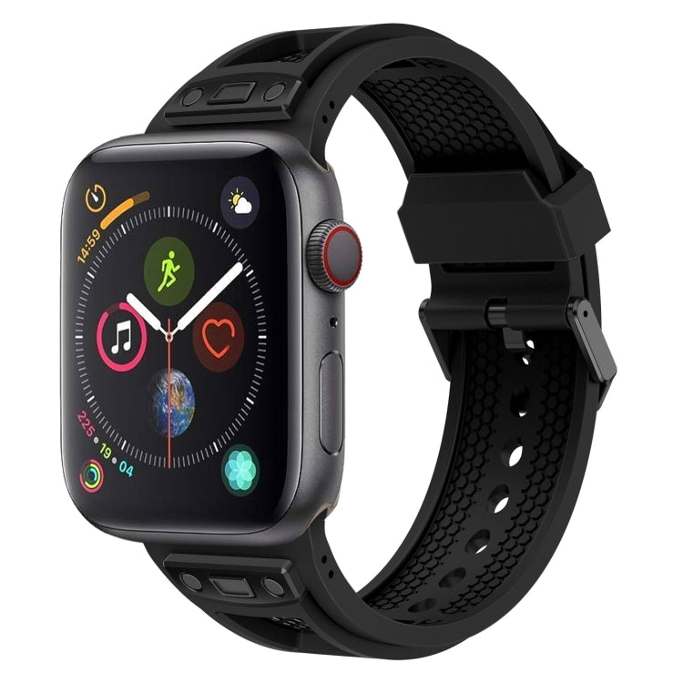 For Apple Watch Series 4 44mm Breathable Stainless Steel Mesh TPU Watch Band(Black Black) by bashfashion