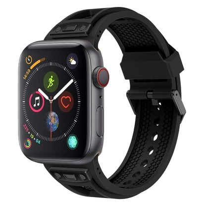 For Apple Watch Series 4 44mm Breathable Stainless Steel Mesh TPU Watch Band(Black Black) by bashfashion