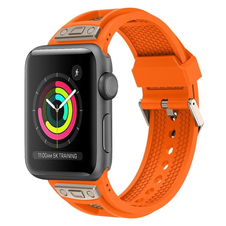 For Apple Watch Series 3 42mm Breathable Stainless Steel Mesh TPU Watch Band(Orange Titanium) by bashfashion