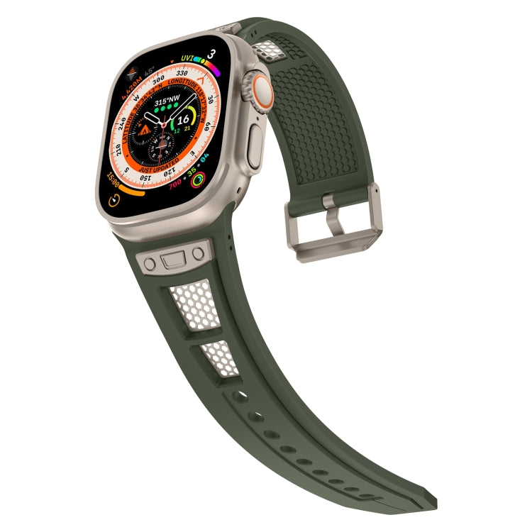 For Apple Watch Series 3 42mm Breathable Stainless Steel Mesh TPU Watch Band(Green Titanium) by bashfashion