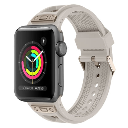 For Apple Watch Series 3 42mm Breathable Stainless Steel Mesh TPU Watch Band(Starlight Titanium) by bashfashion