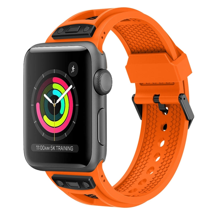 For Apple Watch Series 3 42mm Breathable Stainless Steel Mesh TPU Watch Band(Orange Black) by bashfashion