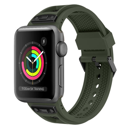 For Apple Watch Series 3 42mm Breathable Stainless Steel Mesh TPU Watch Band(Green Black) by bashfashion