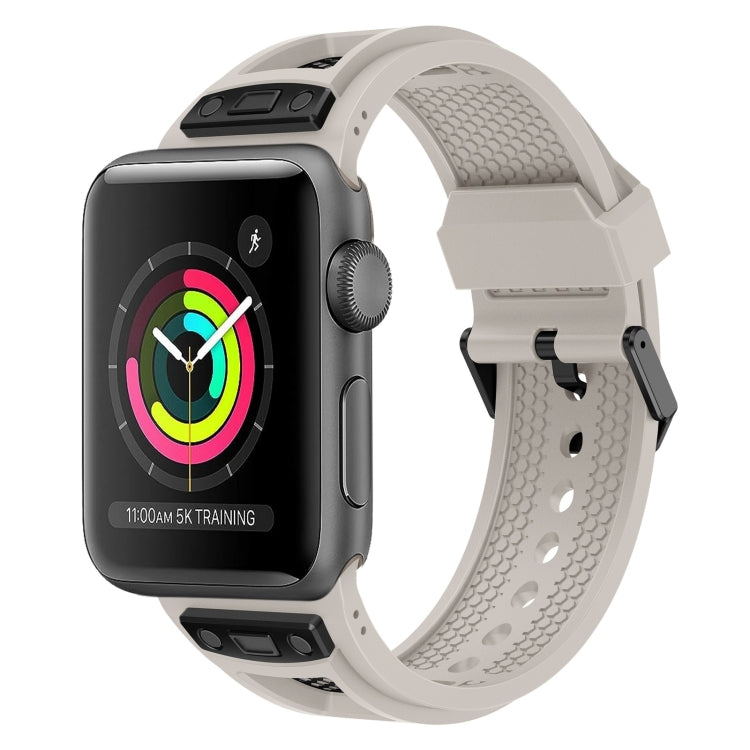 For Apple Watch Series 3 42mm Breathable Stainless Steel Mesh TPU Watch Band(Starlight Black) by bashfashion
