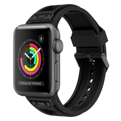 For Apple Watch Series 3 42mm Breathable Stainless Steel Mesh TPU Watch Band(Black Black) by bashfashion