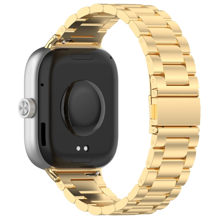 For Redmi Watch 4 / Watch 5 Three Bead Stainless Steel Metal Watch Band(Gold) by bashfashion