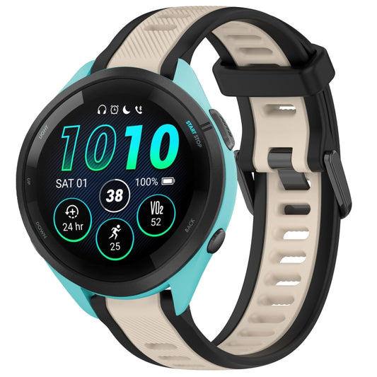 For Garmin Forerunner 265 22mm Two Color Textured Silicone Watch Band(Starlight + Black) by bashfashion