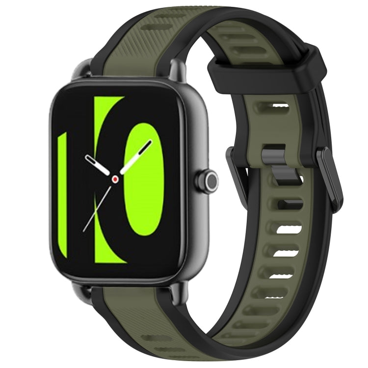 For Xiaomi Haylou RS4 LS12 22mm Two Color Textured Silicone Watch Band(Green+Black) by bashfashion