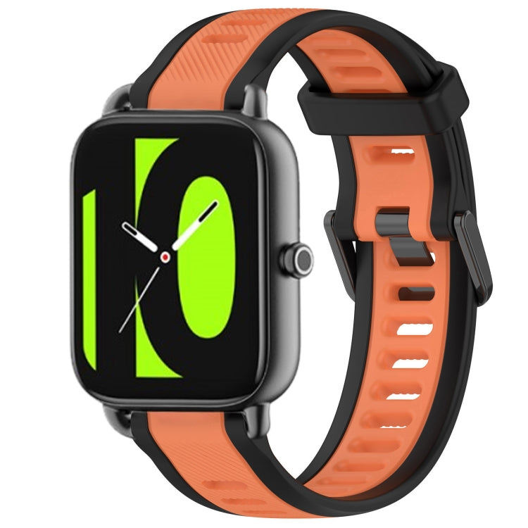 For Xiaomi Haylou RS4 LS12 22mm Two Color Textured Silicone Watch Band(Orange+Black) by bashfashion