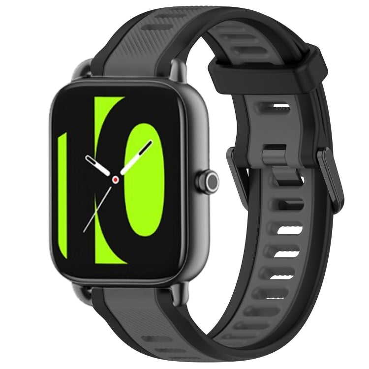 For Xiaomi Haylou RS4 LS12 22mm Two Color Textured Silicone Watch Band(Grey+Black) by bashfashion