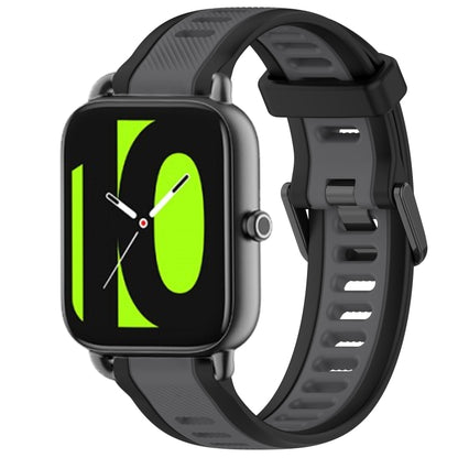 For Xiaomi Haylou RS4 LS12 22mm Two Color Textured Silicone Watch Band(Grey+Black) by bashfashion