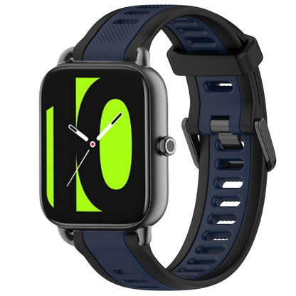For Xiaomi Haylou RS4 LS12 22mm Two Color Textured Silicone Watch Band(Midnight Blue+Black) by bashfashion