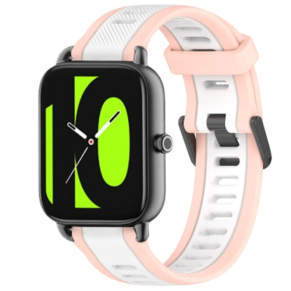 For Xiaomi Haylou RS4 LS12 22mm Two Color Textured Silicone Watch Band(White+Pink) by bashfashion