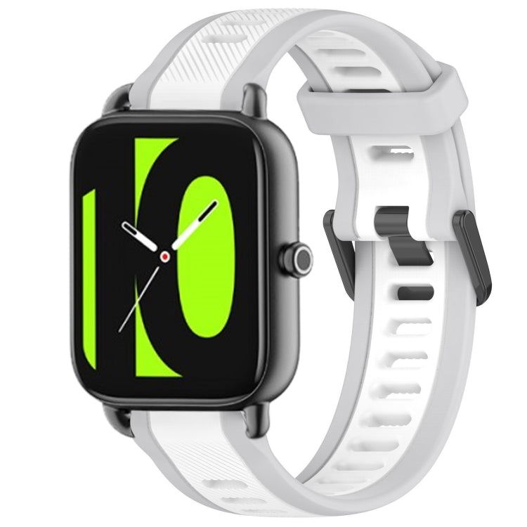 For Xiaomi Haylou RS4 LS12 22mm Two Color Textured Silicone Watch Band(White+Grey) by bashfashion