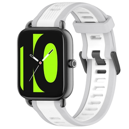 For Xiaomi Haylou RS4 LS12 22mm Two Color Textured Silicone Watch Band(White+Grey) by bashfashion