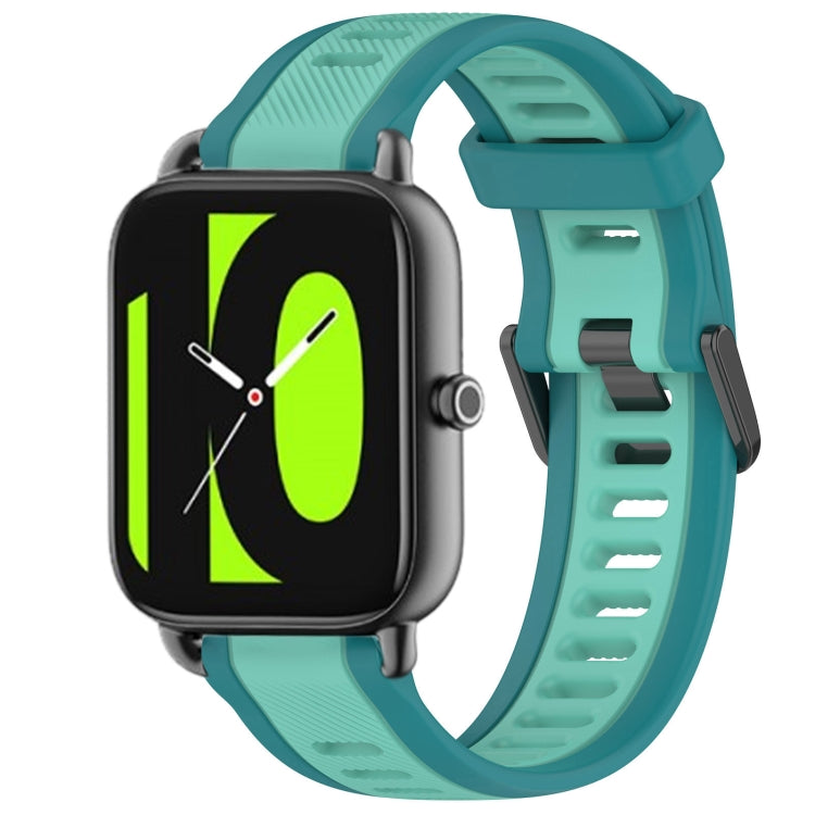 For Xiaomi Haylou RS4 LS12 22mm Two Color Textured Silicone Watch Band(Teal) by bashfashion