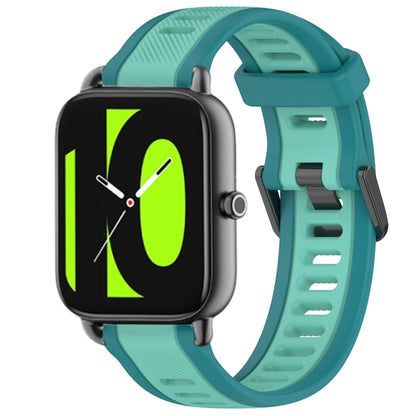 For Xiaomi Haylou RS4 LS12 22mm Two Color Textured Silicone Watch Band(Teal) by bashfashion