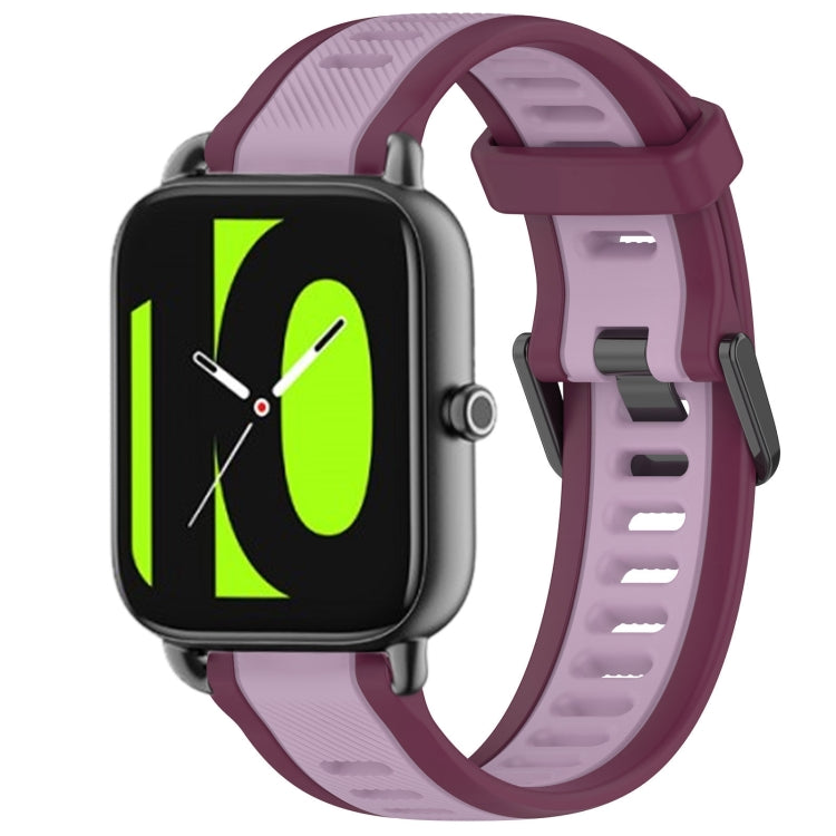 For Xiaomi Haylou RS4 LS12 22mm Two Color Textured Silicone Watch Band(Purple) by bashfashion