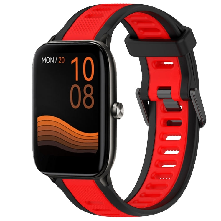 For Xiaomi Haylou GST LS09B 22mm Two Color Textured Silicone Watch Band(Red+Black) by bashfashion