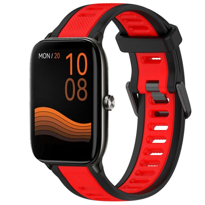 For Xiaomi Haylou GST LS09B 22mm Two Color Textured Silicone Watch Band(Red+Black) by bashfashion