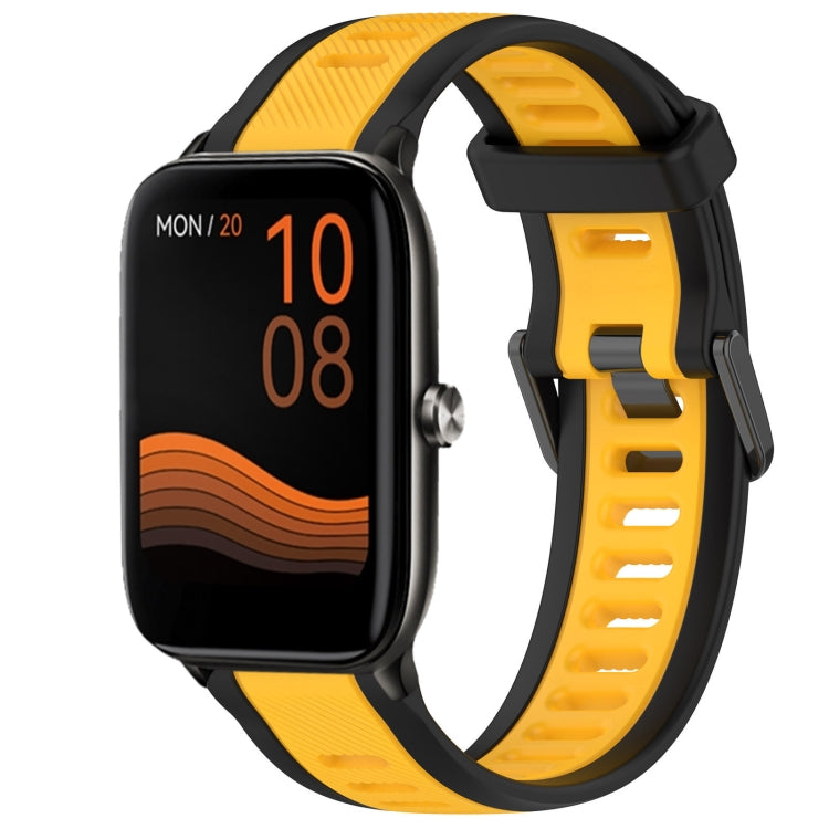 For Xiaomi Haylou GST LS09B 22mm Two Color Textured Silicone Watch Band(Yellow+Black) by bashfashion