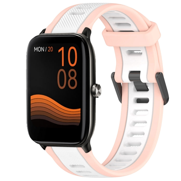 For Xiaomi Haylou GST LS09B 22mm Two Color Textured Silicone Watch Band(White+Pink) by bashfashion