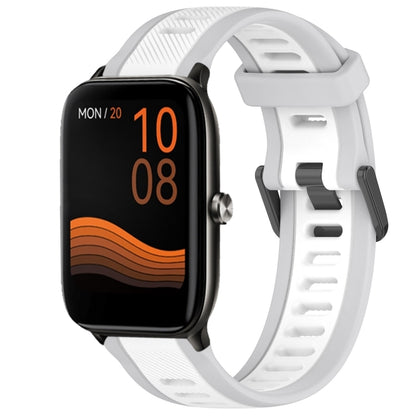 For Xiaomi Haylou GST LS09B 22mm Two Color Textured Silicone Watch Band(White+Grey) by bashfashion