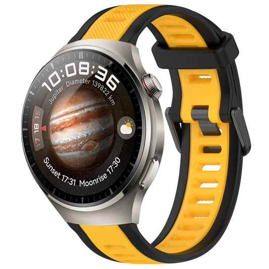 For Huawei Watch 4 22mm Two Color Textured Silicone Watch Band(Yellow+Black) by bashfashion