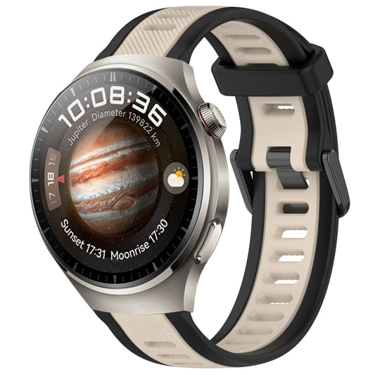 For Huawei Watch 4 Pro 22mm Two Color Textured Silicone Watch Band(Starlight + Black) by bashfashion