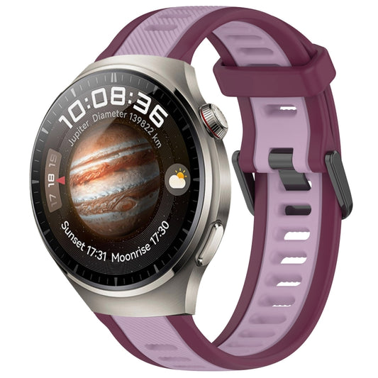 For Huawei Watch 4 Pro 22mm Two Color Textured Silicone Watch Band(Purple) by bashfashion