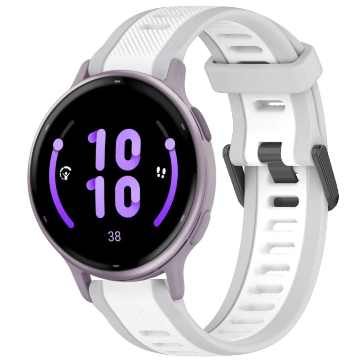 For Garmin Active 5 20mm Two Color Textured Silicone Watch Band(White+Grey) by bashfashion