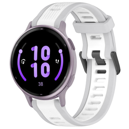 For Garmin Active 5 20mm Two Color Textured Silicone Watch Band(White+Grey) by bashfashion