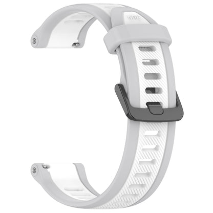 For Garmin Active 5 20mm Two Color Textured Silicone Watch Band(White+Grey) by bashfashion