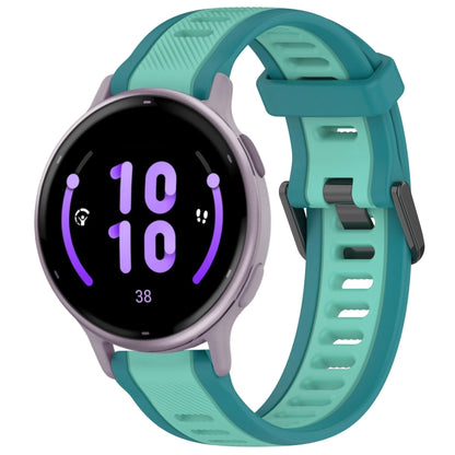 For Garmin Active 5 20mm Two Color Textured Silicone Watch Band(Teal) by bashfashion