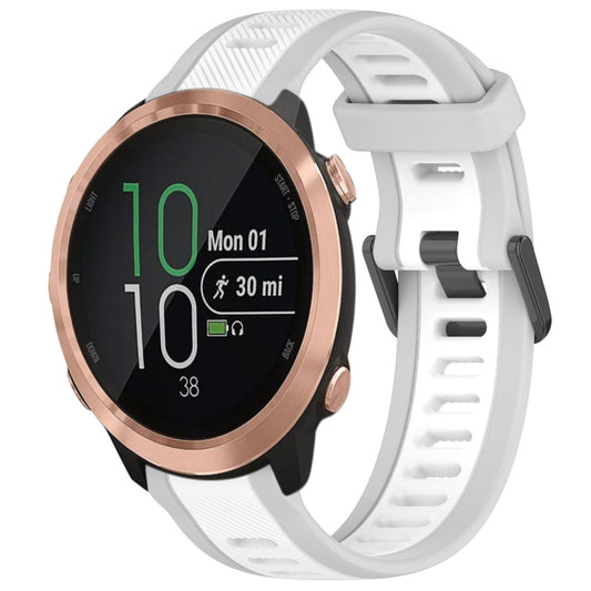 For Garmin Forerunner 645 / 645 Music 20mm Two Color Textured Silicone Watch Band(White+Grey) by bashfashion