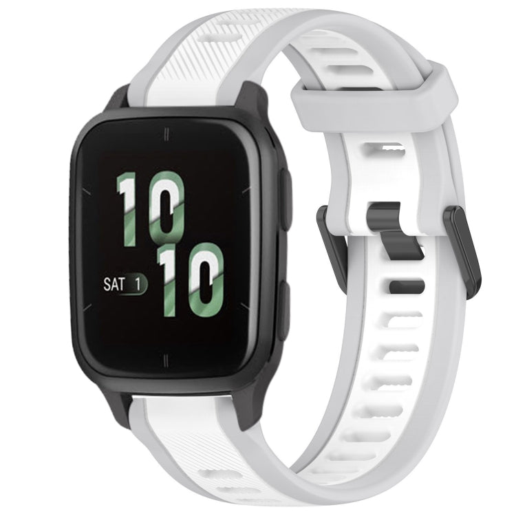 For Garmin Forerunner Sq2 / Sq2 Music 20mm Two Color Textured Silicone Watch Band(White+Grey) by bashfashion