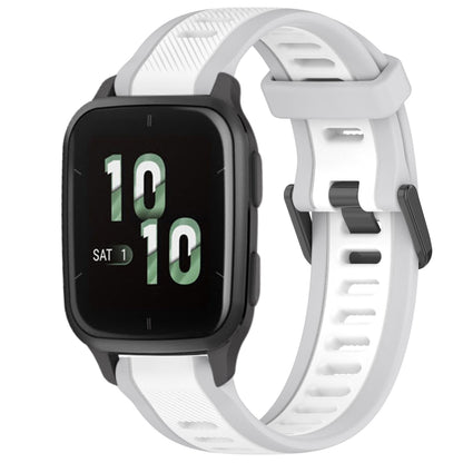 For Garmin Forerunner Sq2 / Sq2 Music 20mm Two Color Textured Silicone Watch Band(White+Grey) by bashfashion