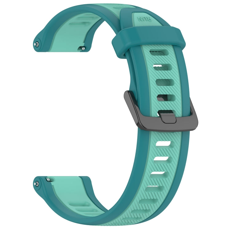 For Garmin Forerunner Sq2 / Sq2 Music 20mm Two Color Textured Silicone Watch Band(Teal) by bashfashion