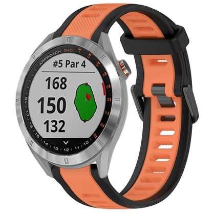 For Garmin Approach S40 20mm Two Color Textured Silicone Watch Band(Orange+Black) by bashfashion