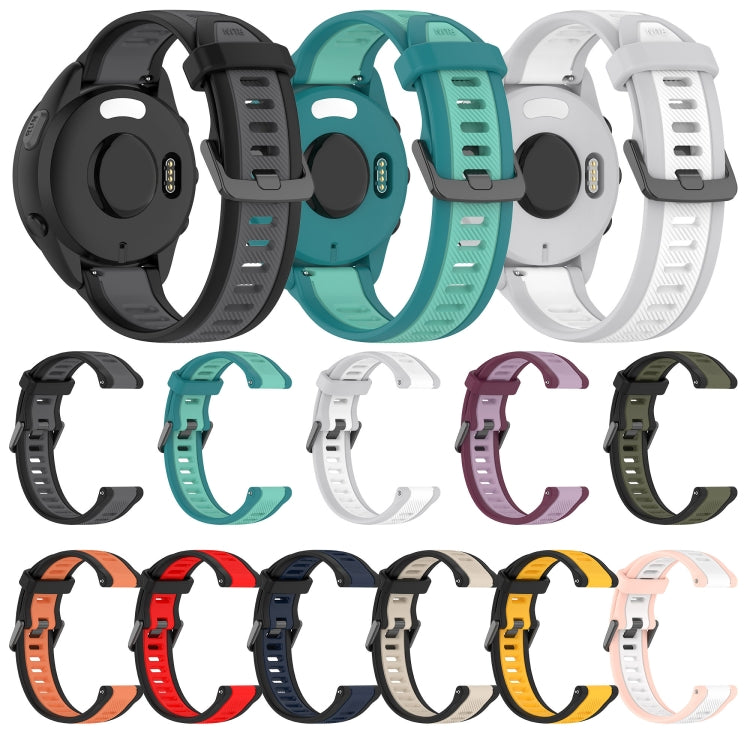 For Garmin Forerunner Sq2 / Sq2 Music 20mm Two Color Textured Silicone Watch Band(Teal) by bashfashion